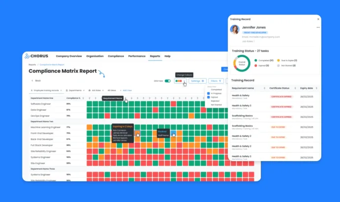 Training compliance record screenshot